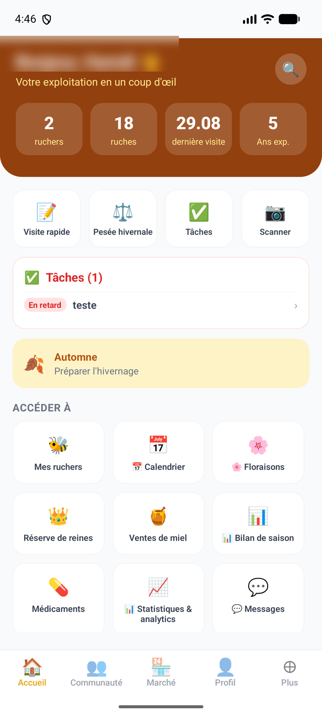 Écran d'accueil de l'application ApiSwiss
